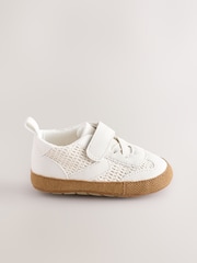 Neutral Baby Touch Fastening Elastic Lace Chevron Trainers (0-24mths) - Image 2 of 5