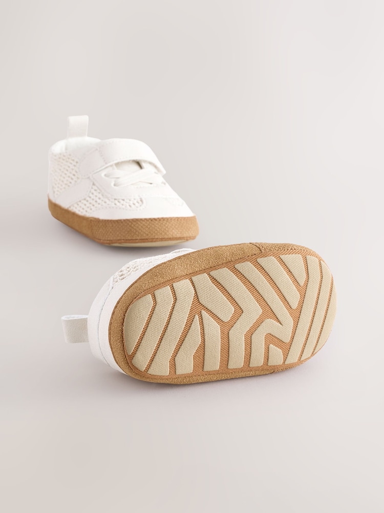 Neutral Baby Touch Fastening Elastic Lace Chevron Trainers (0-24mths) - Image 3 of 5