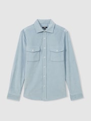 Reiss Soft Blue Tucci Cotton-Blend Corduroy Overshirt - Image 2 of 6
