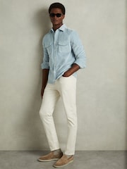 Reiss Soft Blue Tucci Cotton-Blend Corduroy Overshirt - Image 3 of 6