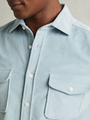 Reiss Soft Blue Tucci Cotton-Blend Corduroy Overshirt - Image 4 of 6