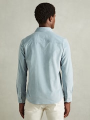 Reiss Soft Blue Tucci Cotton-Blend Corduroy Overshirt - Image 5 of 6