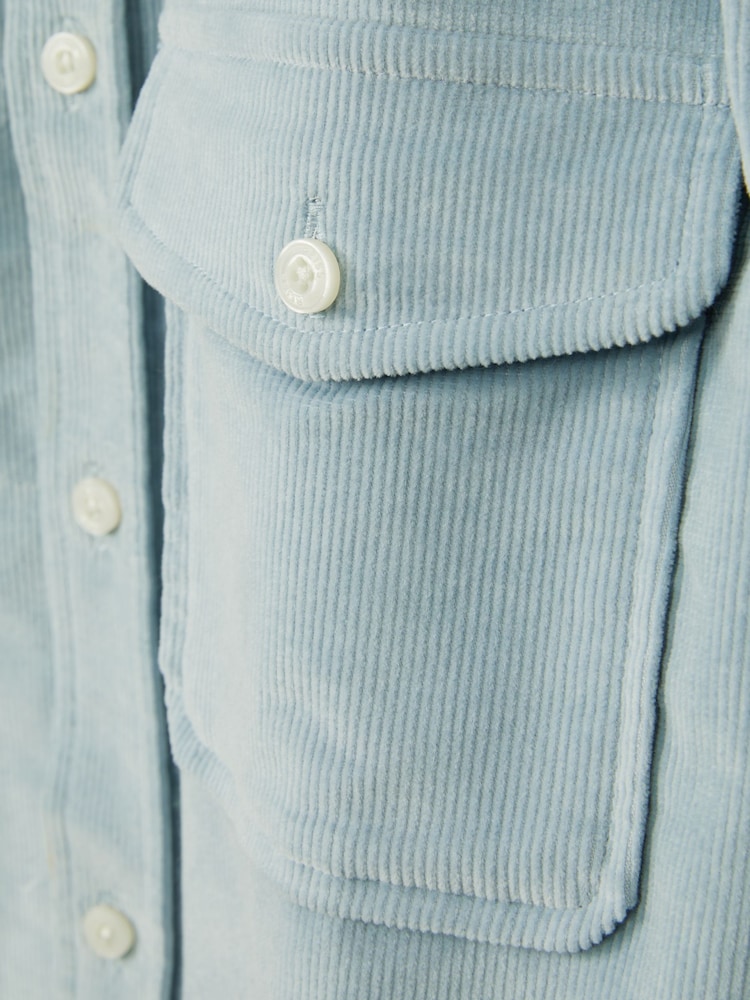 Reiss Soft Blue Tucci Cotton-Blend Corduroy Overshirt - Image 6 of 6