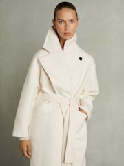 Reiss Cream Bridget Petite Wool-Blend Blindseam Coat - Image 1 of 8