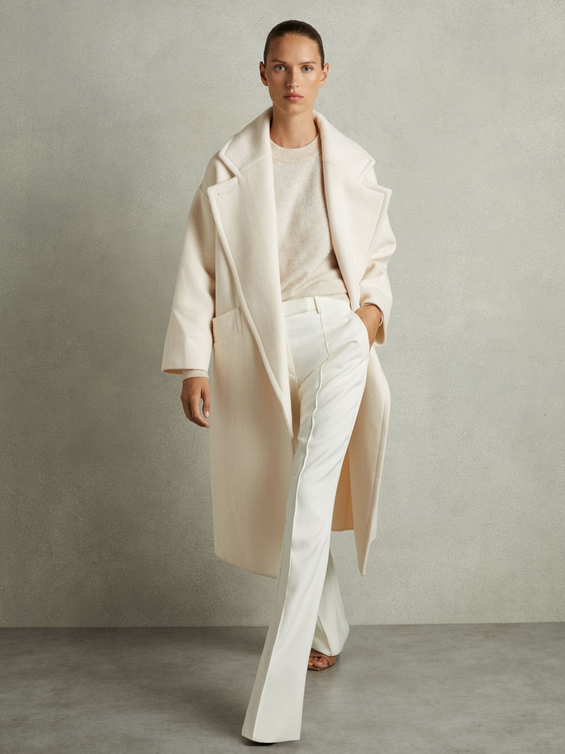 Buy Reiss Cream Bridget Petite Wool-Blend Blindseam Coat from Next USA