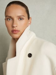 Reiss Cream Bridget Petite Wool-Blend Blindseam Coat - Image 5 of 8