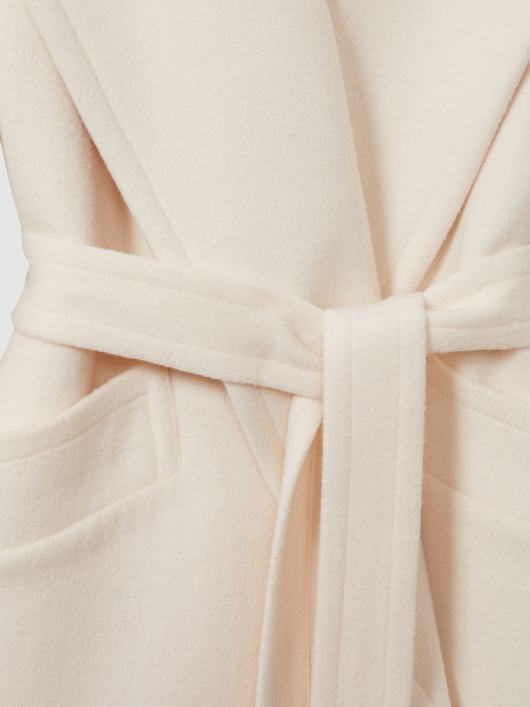 Reiss Cream Bridget Petite Wool-Blend Blindseam Coat - Image 8 of 8