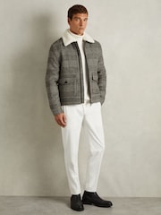 Reiss Black/White Fitz Wool-Blend Twill Zipped Jacket - Image 3 of 6