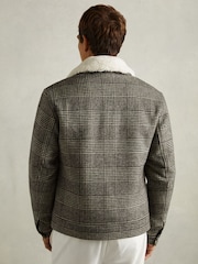 Reiss Black/White Fitz Wool-Blend Twill Zipped Jacket - Image 5 of 6
