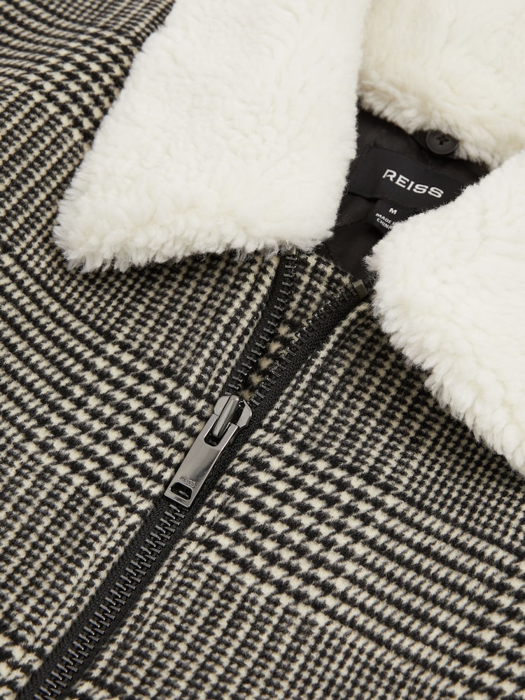 Reiss Black/White Fitz Wool-Blend Twill Zipped Jacket - Image 6 of 6