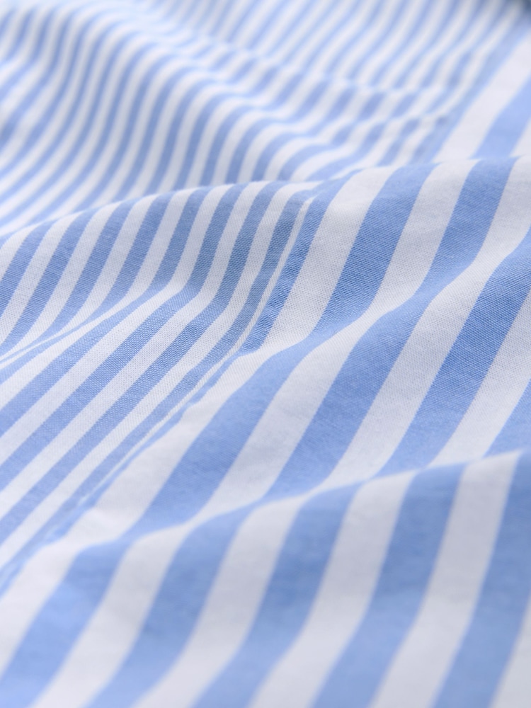Blue 100% Cotton Long Sleeve Stripe Poplin Oxford Shirt - Image 7 of 7