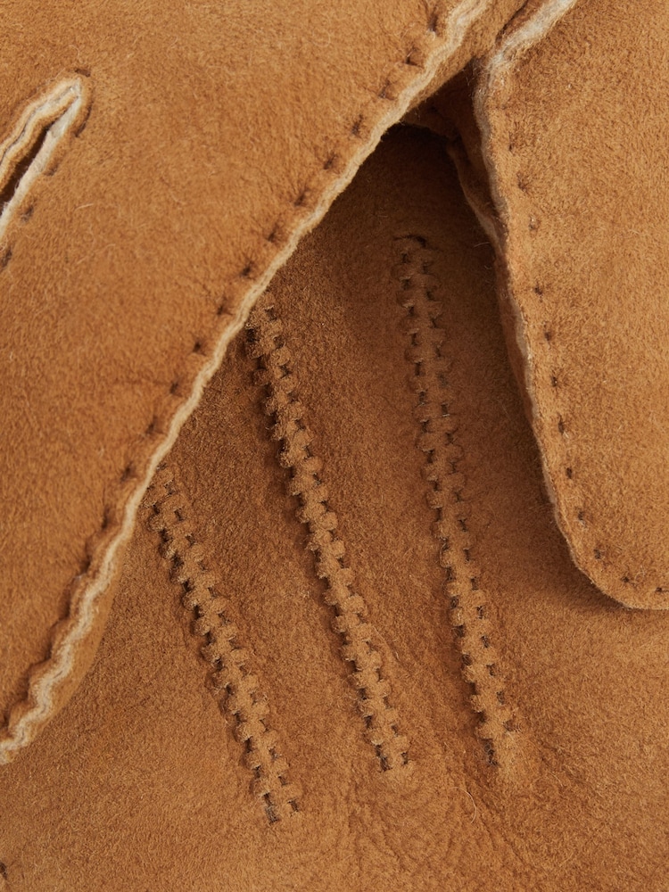 Reiss Tan Agon Shearling Gloves - Image 3 of 3 Reiss Tan Agon Shearling Gloves - Image 3 of 3