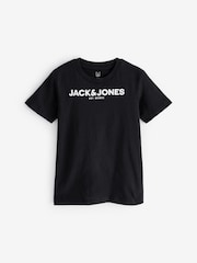 JACK & JONES JUNIOR Crew Neck Logo 100% Cotton White T-Shirts 3 Pack - Image 4 of 4
