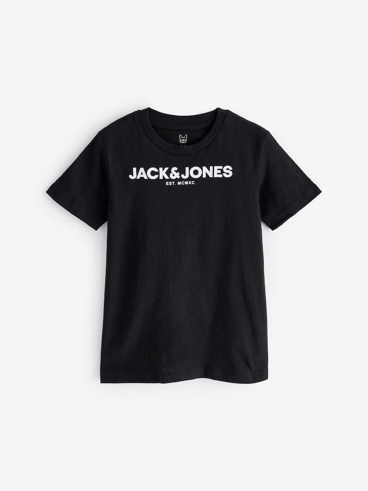 JACK & JONES JUNIOR Crew Neck Logo 100% Cotton White T-Shirts 3 Pack - Image 4 of 4