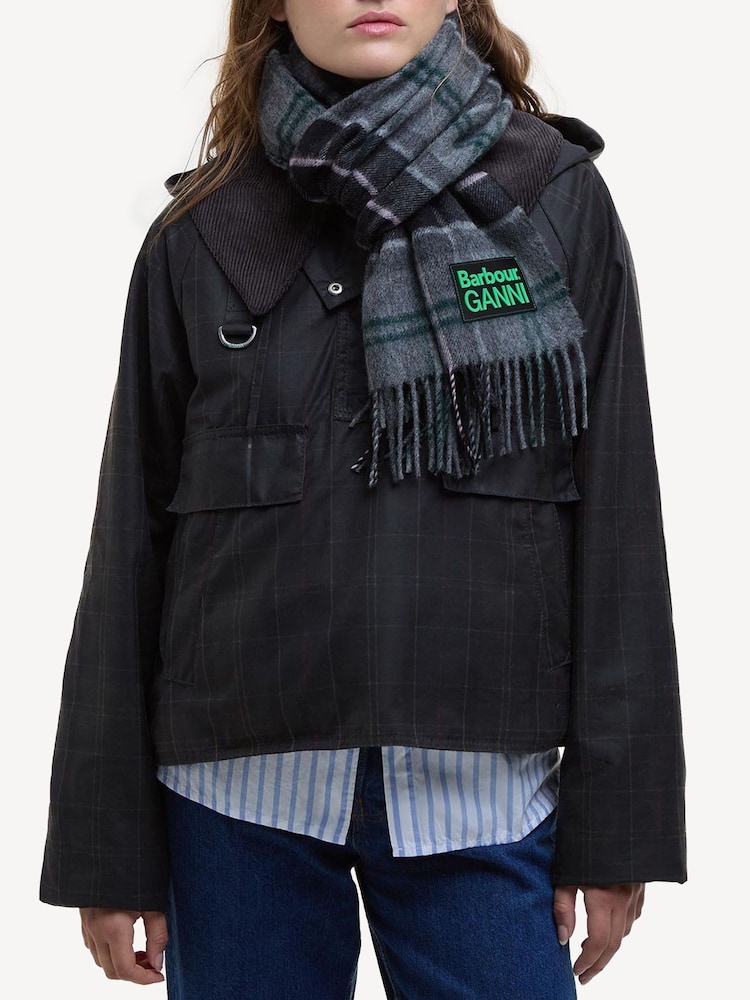 Barbour® x GANNI Grey Scarf - Image 2 of 4