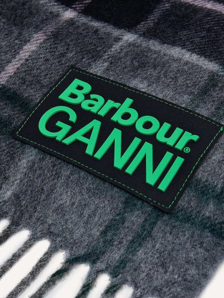 Barbour® x GANNI Grey Scarf - Image 4 of 4 Barbour® x GANNI Grey Scarf - Image 4 of 4