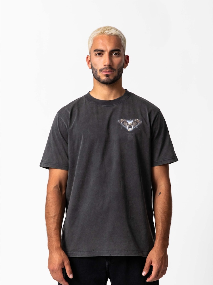 Negro - Camiseta de algodón 100 % con diseño vintage de águila Benfica de Legacies - Imagen 1 de 7