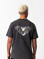 Negro - Camiseta de algodón 100 % con diseño vintage de águila Benfica de Legacies - Imagen 3 de 7