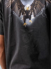 Negro - Camiseta de algodón 100 % con diseño vintage de águila Benfica de Legacies - Imagen 4 de 7