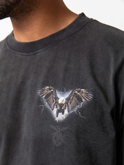 Negro - Camiseta de algodón 100 % con diseño vintage de águila Benfica de Legacies - Imagen 5 de 7