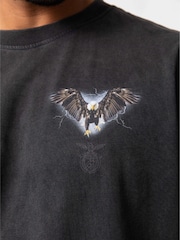 Negro - Camiseta de algodón 100 % con diseño vintage de águila Benfica de Legacies - Imagen 6 de 7