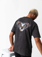 Negro - Camiseta de algodón 100 % con diseño vintage de águila Benfica de Legacies - Imagen 7 de 7