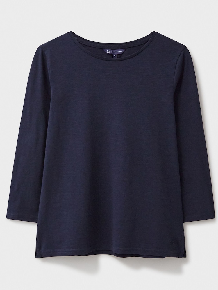 Blau - Crew Clothing Long Sleeve Perfect Slub Crew Neck 100% Cotton T-Shirt - Bild 5 von 5