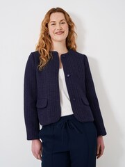 Crew Clothing Blue Textured Collarless Jacket - Image 2 of 6