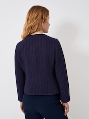 Crew Clothing Blue Textured Collarless Jacket - Image 3 of 6