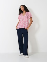 Pink - Crew Clothing Lia Frill V-Neck Blouse - Bild 3 von 5
