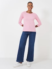 Pink - Crew Clothing Long Sleeve Perfect Slub Crew Neck 100% Cotton T-Shirt - Bild 3 von 6