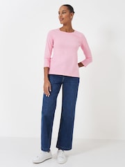Pink - Crew Clothing Long Sleeve Perfect Slub Crew Neck 100% Cotton T-Shirt - Bild 4 von 6