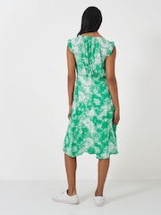 Crew Clothing Blue Tilly Tie Neck Frill Sleeved Printed Dress - Image 2 of 5