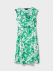 Crew Clothing Blue Tilly Tie Neck Frill Sleeved Printed Dress - Image 5 of 5