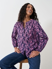 Crew Clothing Pink Lyla Button Through Printed Blouse - Image 1 of 5