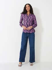 Crew Clothing Pink Lyla Button Through Printed Blouse - Image 3 of 5