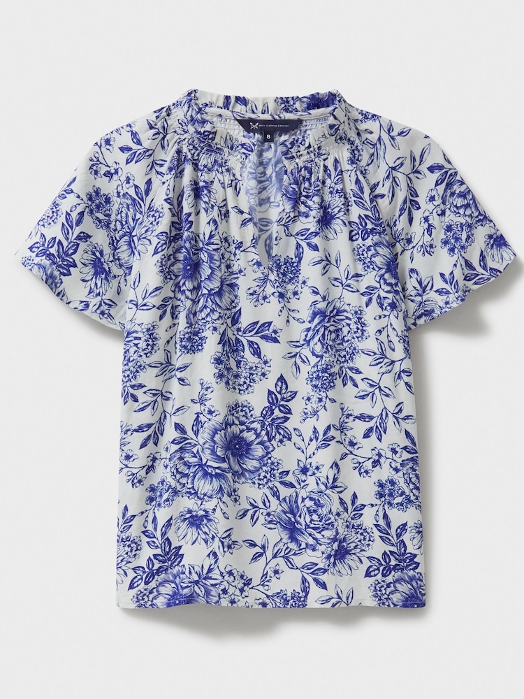 Blau - Crew Clothing Lia Frill V-Neck Blouse - Bild 5 von 5