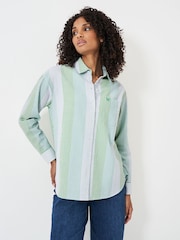 Crew Clothing Green Seersucker Relaxed 100% Cotton Striped Shirt - Image 1 of 4