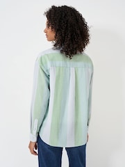Crew Clothing Green Seersucker Relaxed 100% Cotton Striped Shirt - Image 2 of 4