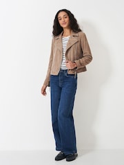 Crew Clothing Natural Suede Biker Jacket - Image 3 of 6