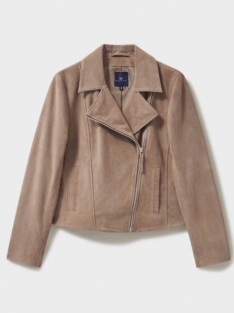 Crew Clothing Natural Suede Biker Jacket - Image 6 of 6