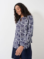 Crew Clothing Blue Lyla Button Through Printed Blouse - Image 1 of 5
