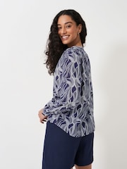 Crew Clothing Blue Lyla Button Through Printed Blouse - Image 2 of 5