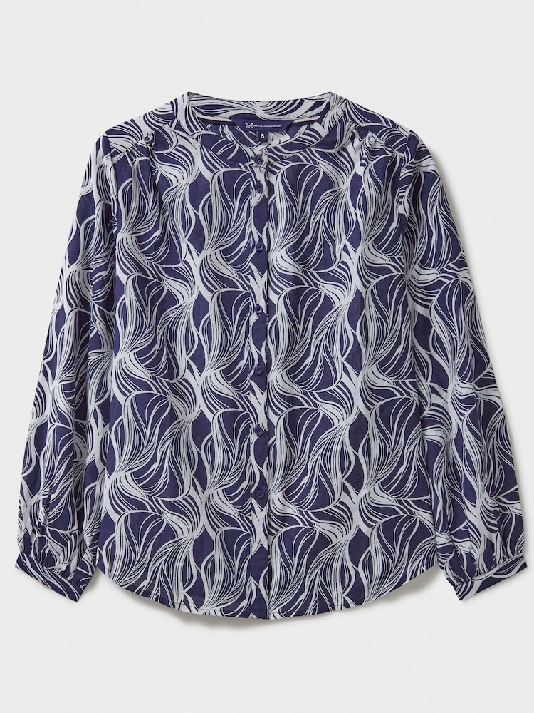 Crew Clothing Blue Lyla Button Through Printed Blouse - Image 5 of 5
