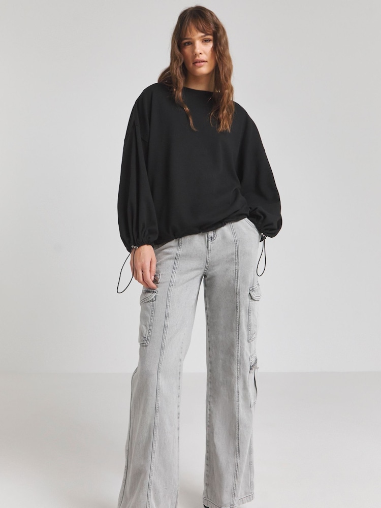 Simply Be Black Toggle Detail Sweatshirt - Image 1 of 5