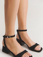 Simply Be Black Wide Fit Barely There On Low Block Heels - Image 1 of 4