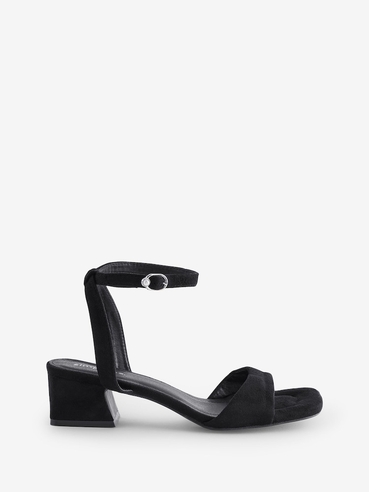 Simply Be Black Wide Fit Barely There On Low Block Heels - Image 4 of 4