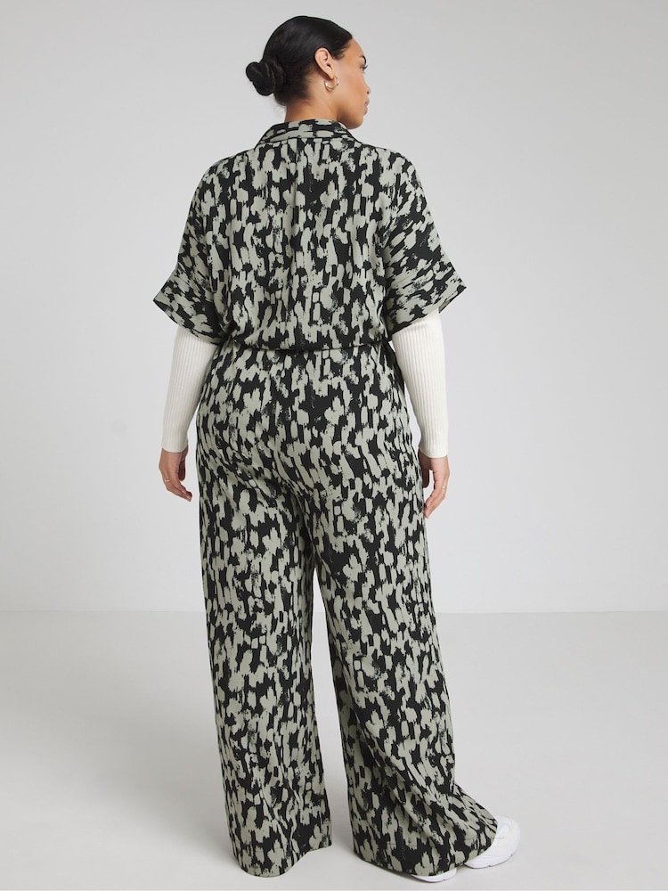 Simply Be Green Print Button Thru Jumpsuit - Image 2 of 4
