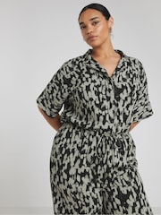 Simply Be Green Print Button Thru Jumpsuit - Image 3 of 4