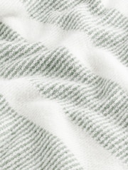 Ecru White/Sage Green Regular Fit Stripe Textured Crew Jumper - Image 6 of 6